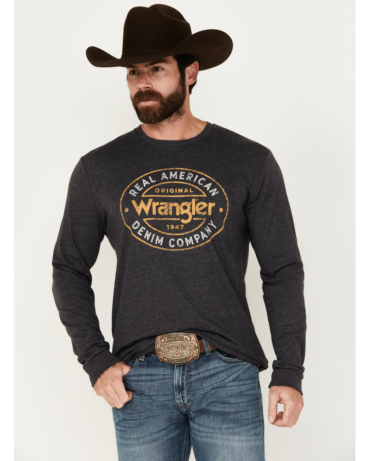 Wrangler Men's Real American Logo Long Sleeve T-Shirt