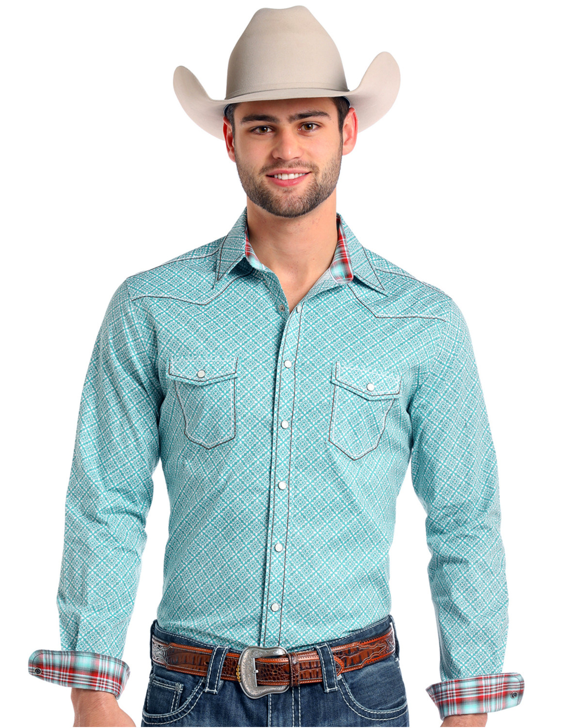 Rough Stock By Panhandle Men S Donato Vintage Print Long Sleeve