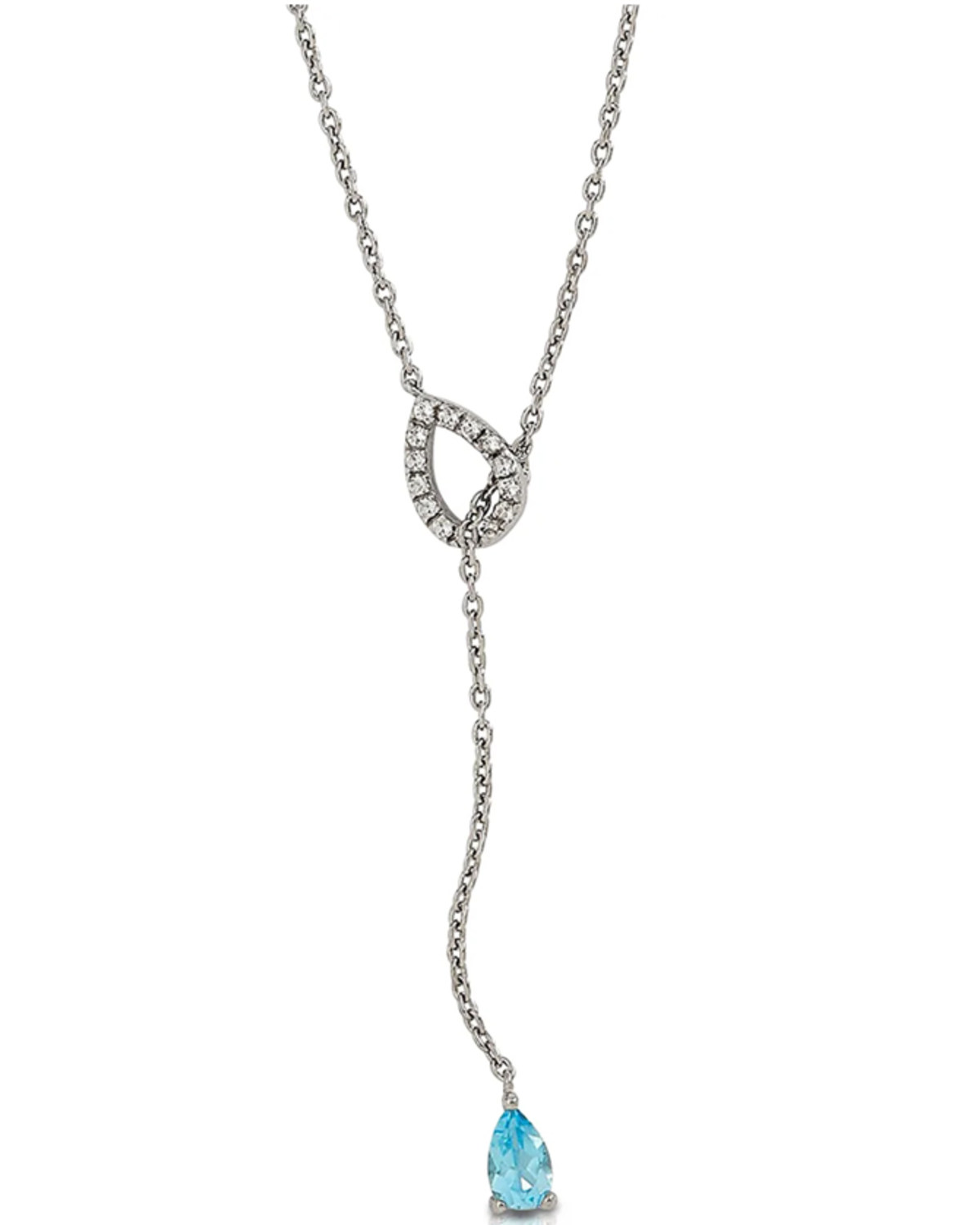 Kelly Herd Women's Blue Topaz Fixed Lariat Silver Necklace