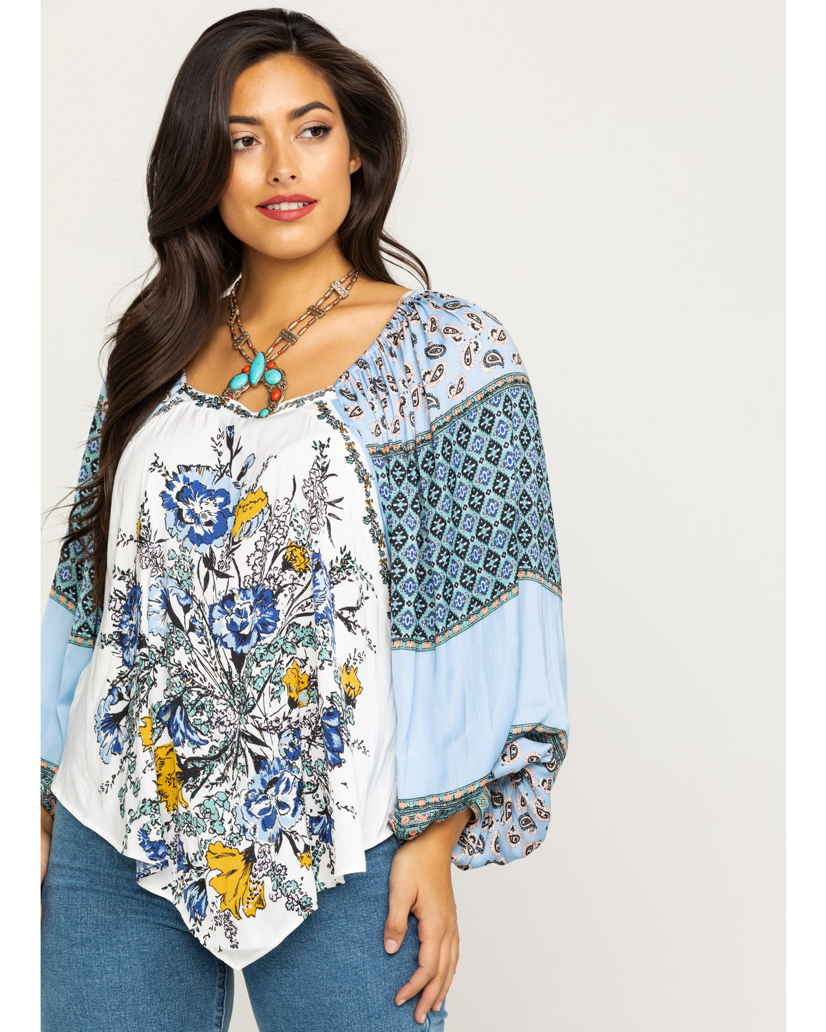 Free People Womens Positano Printed Blouse Novelty Clothing Afsaana Com