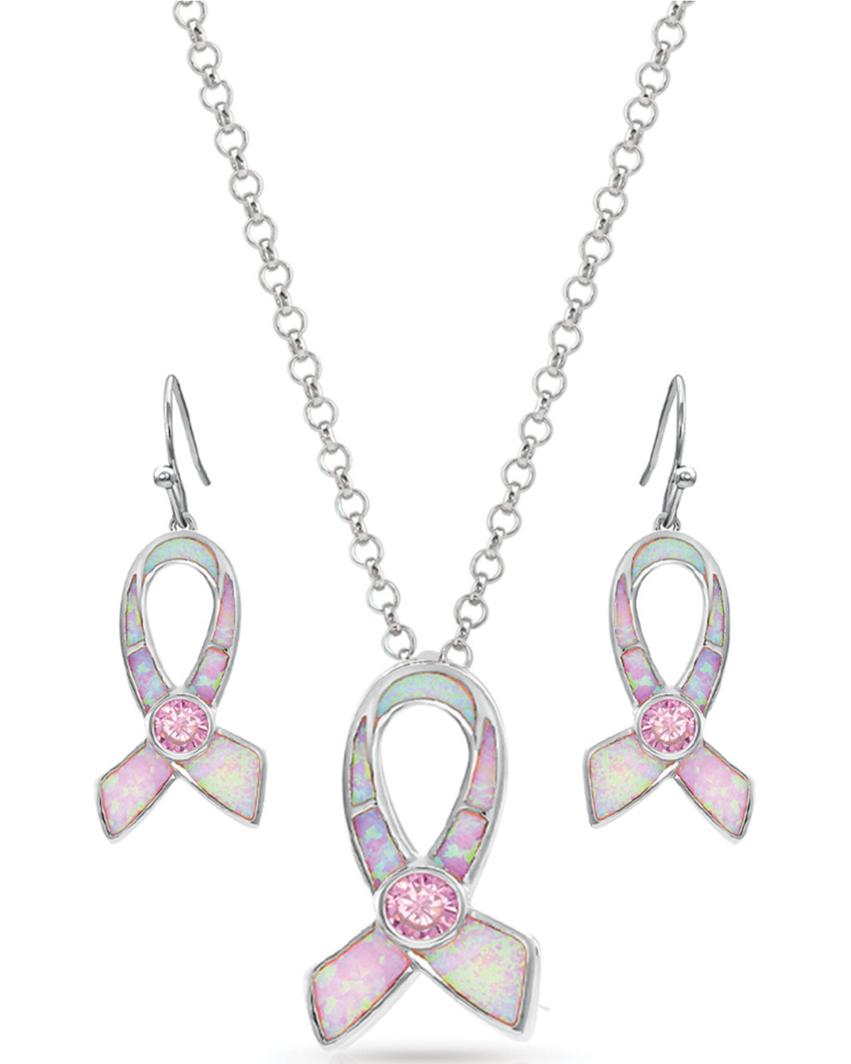 Montana Silversmiths Women's Pink Opal Ribbon Jewelry Set