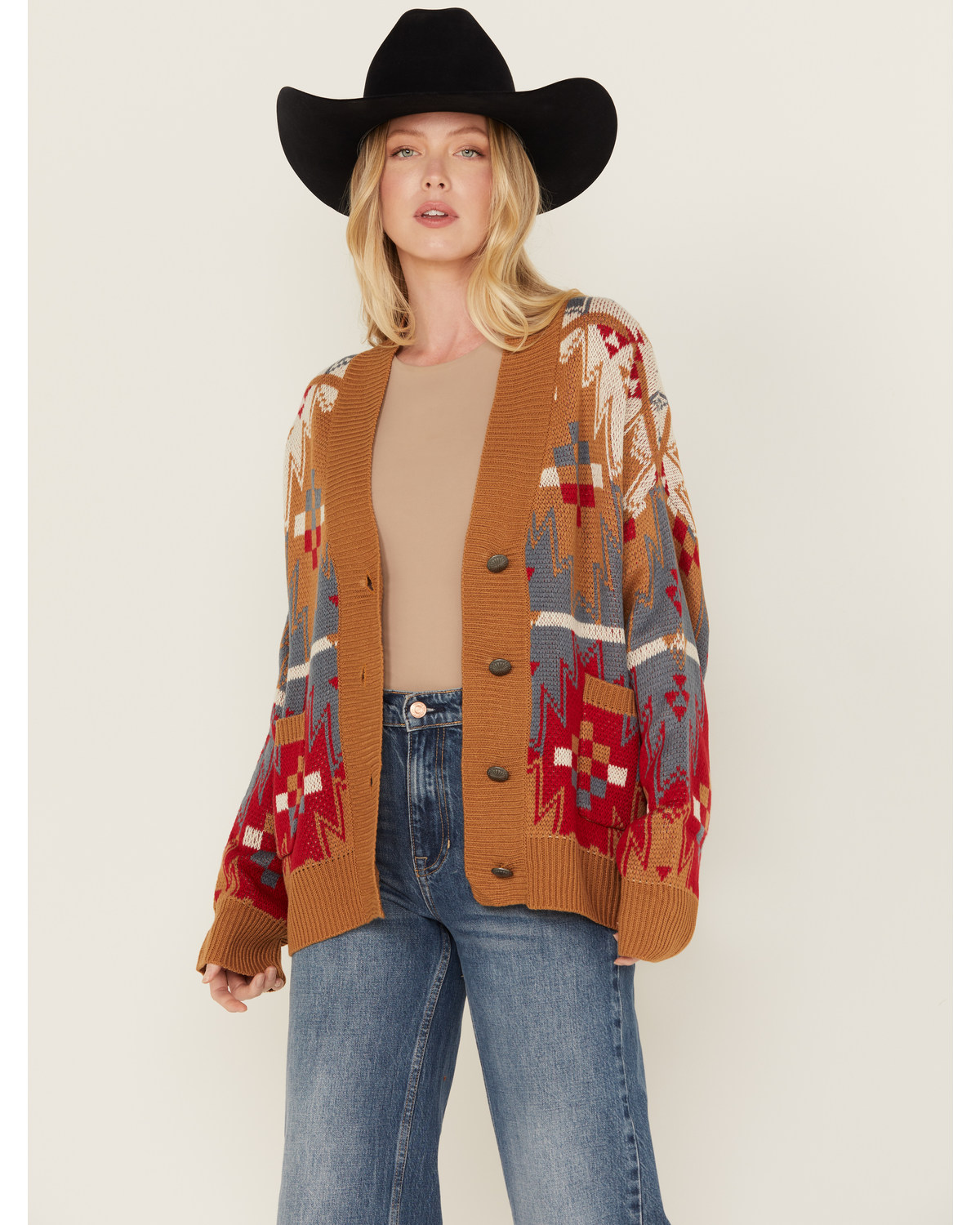 Wrangler Women's Southwestern Print Boyfriend Cardigan