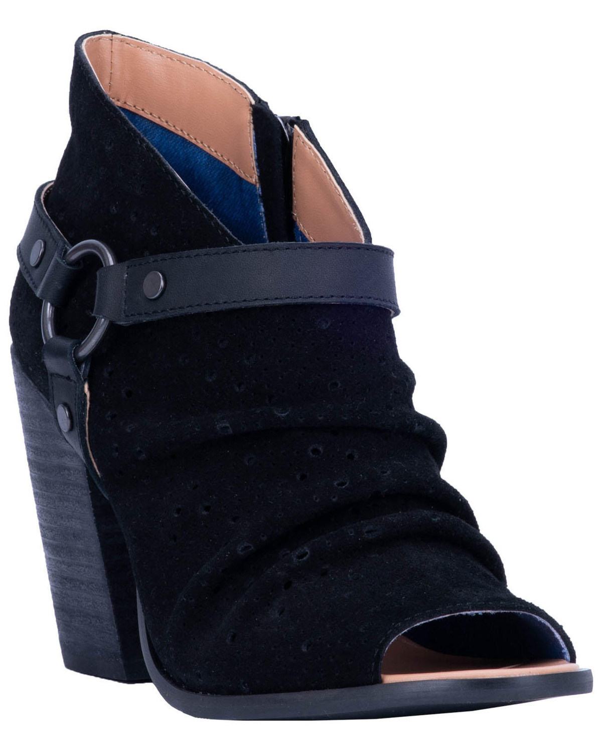 peep toe black booties