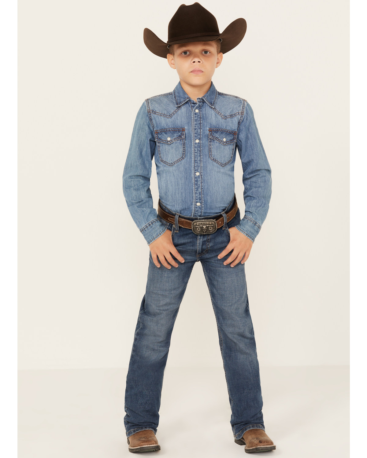 Wrangler Boys' Medium Wash Slim Fit Vintage Bootcut Denim Jeans