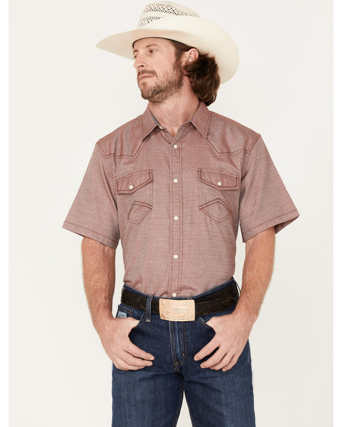 Cody James Men's Flock Solid Pearl Snap Western Shirt