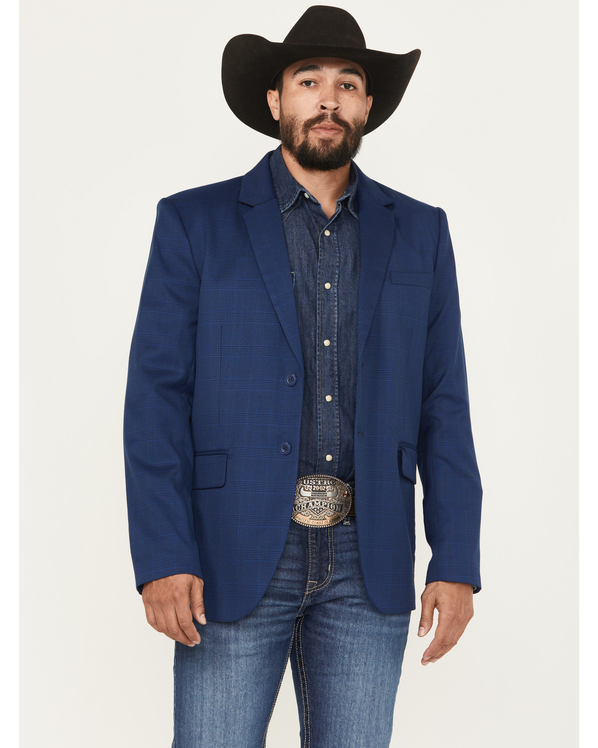 Panhandle Men's Tonal Plaid Print Slim Cut Sportcoat
