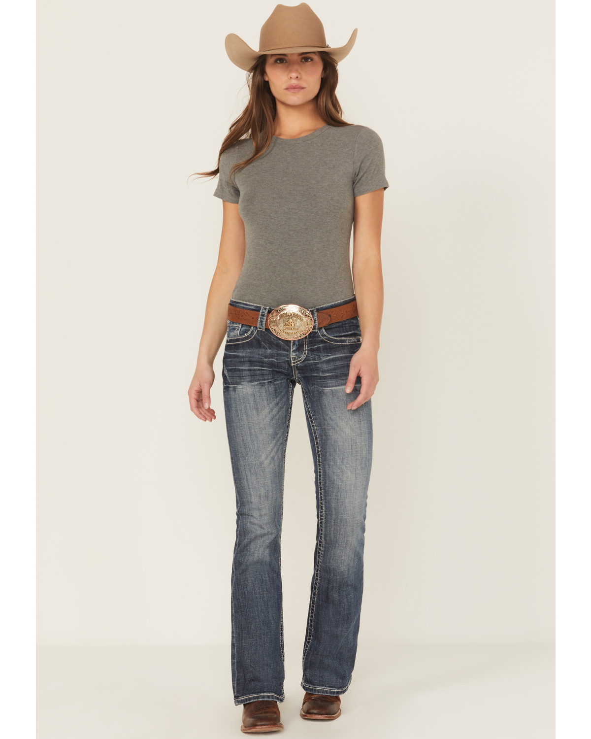Stetson Women S 816 Fit White S Stitch Bootcut Jeans Boot Barn