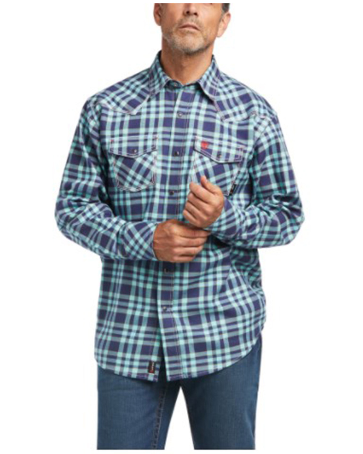 Ariat Men's FR Pontchartrain Retro Plaid Print Long Sleeve Snap Work Shirt