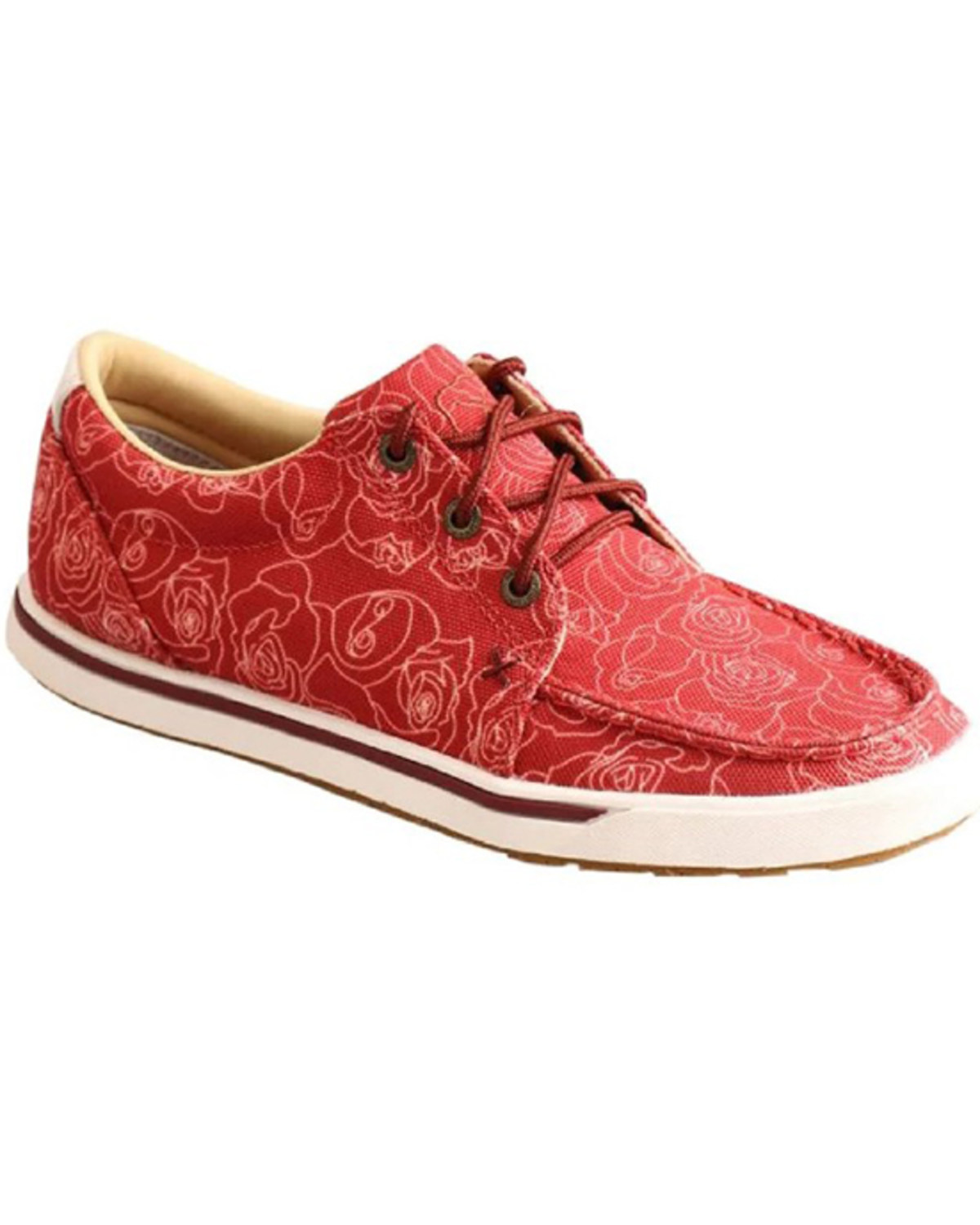 Twisted X Women's Roses Floral Print Lace-Up Kicks Casual Shoes - Moc Toe