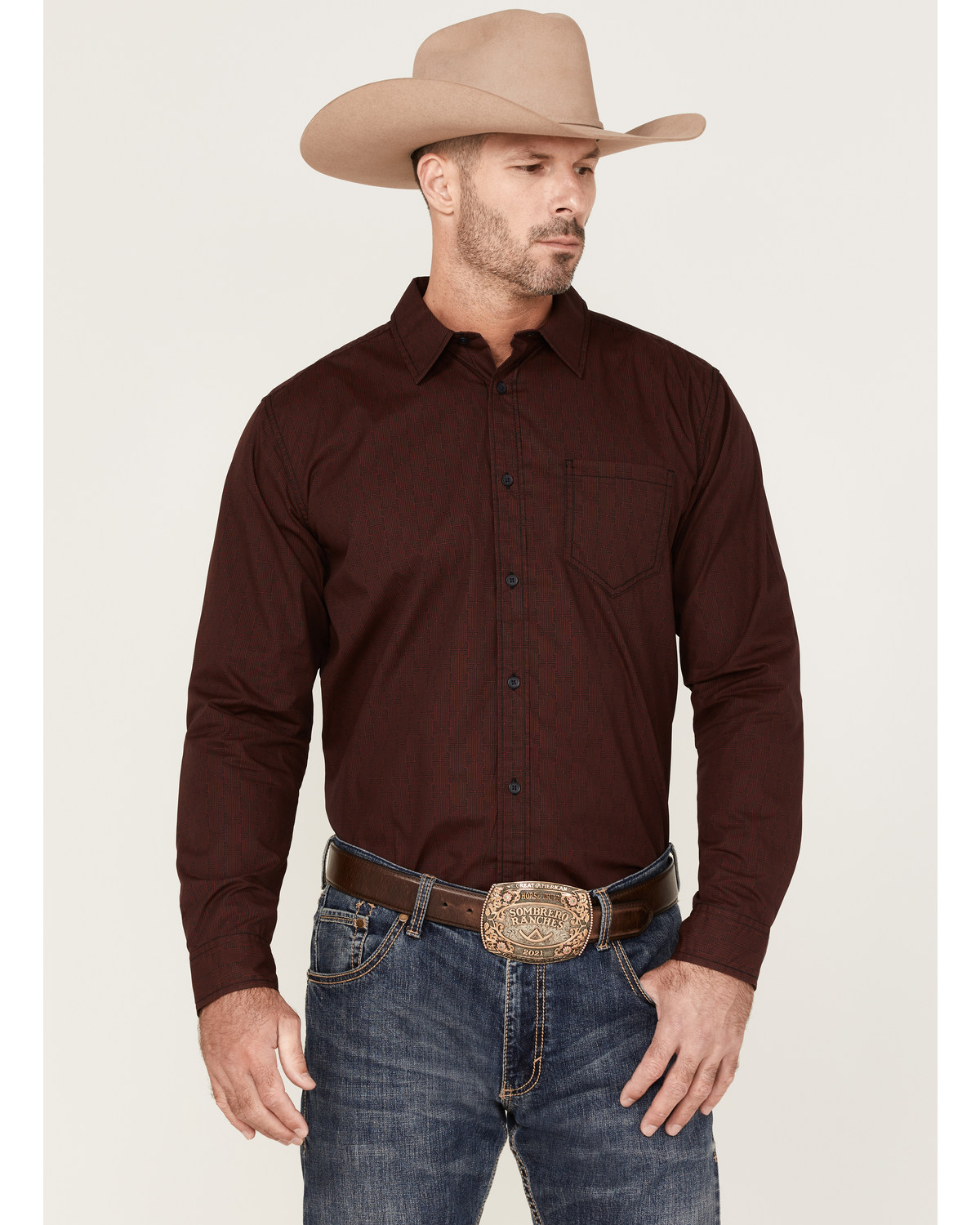 Gibson Men's Matrix Southwestern Geo Print Long Sleeve Button Down Western Shirt