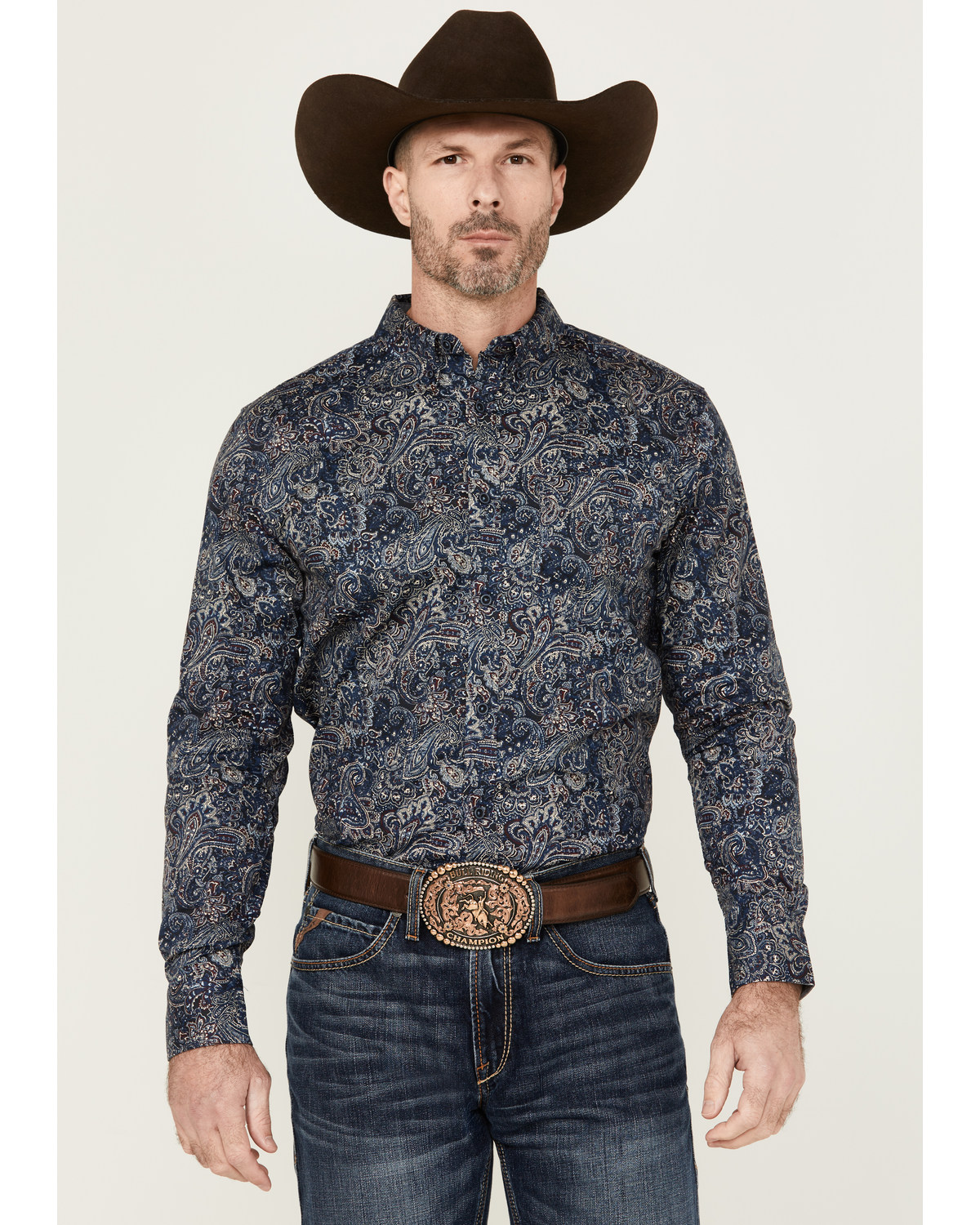 Cody James Men's Neverland Paisley Print Long Sleeve Button-Down Stretch Western Shirt