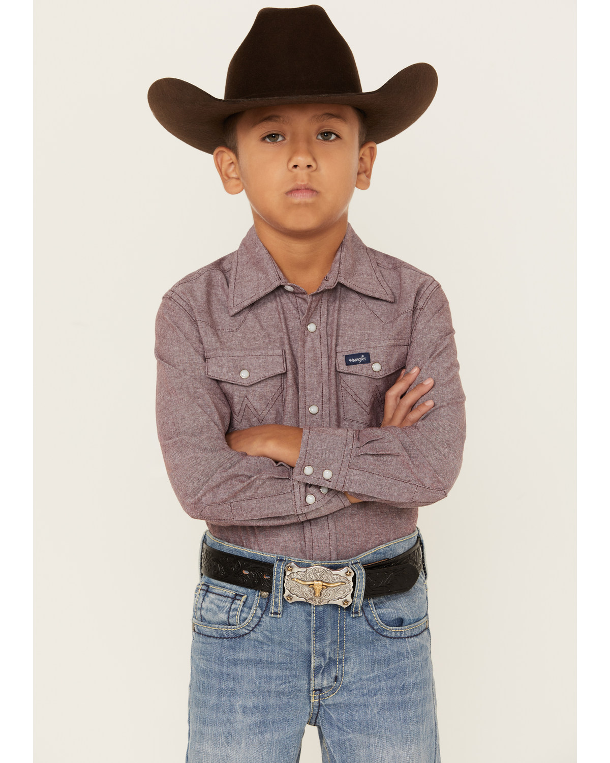 Wrangler Boys' Classic Fit Long Sleeve Snap Western Shirt