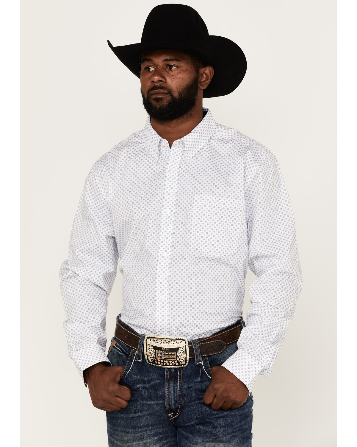 RANK 45® Men's Mash Up Floral Geo Print Long Sleeve Button Down Western Shirt - Big & Tall