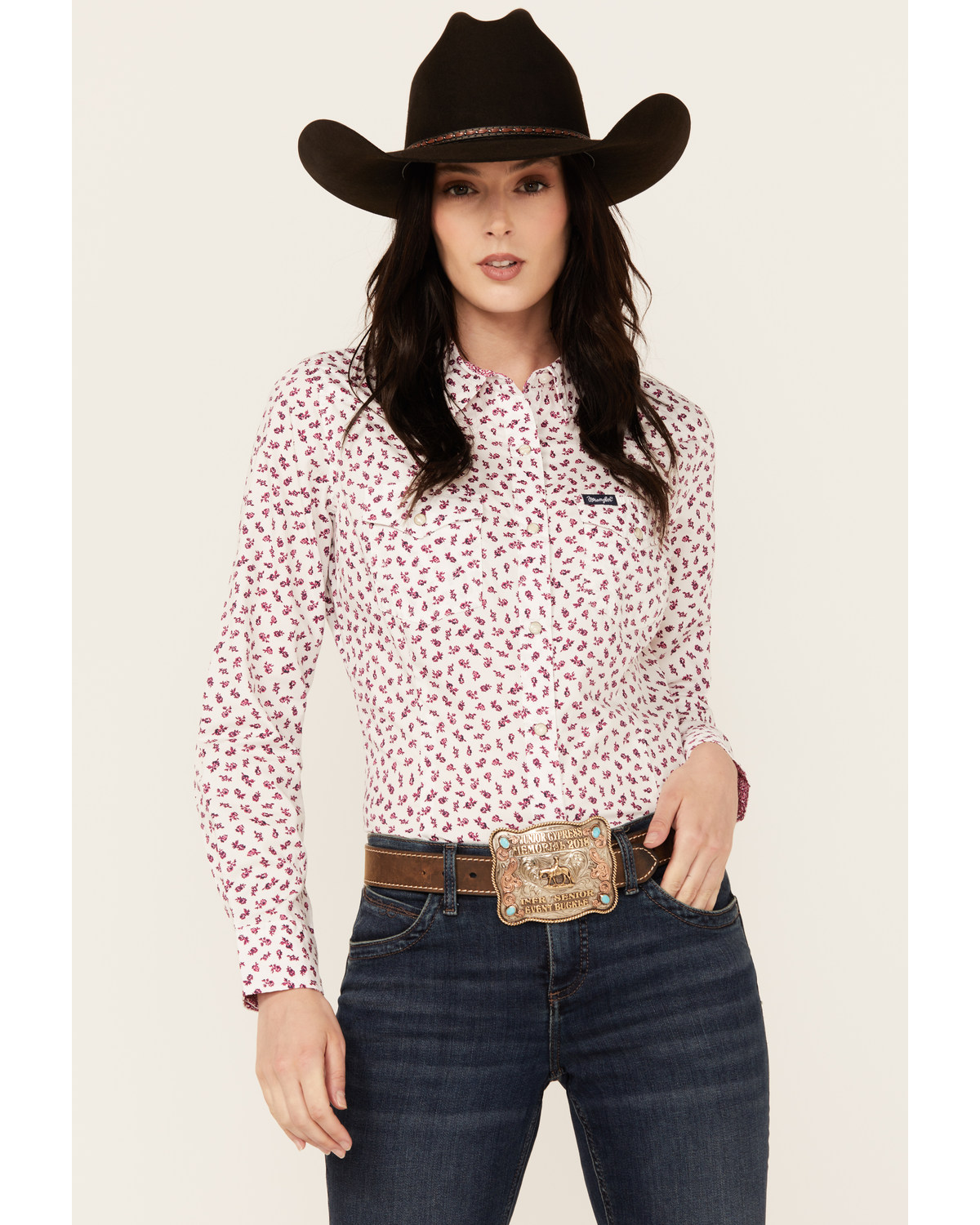 Wrangler Retro Women's Floral Print Long Sleeve Snap Western Shirt