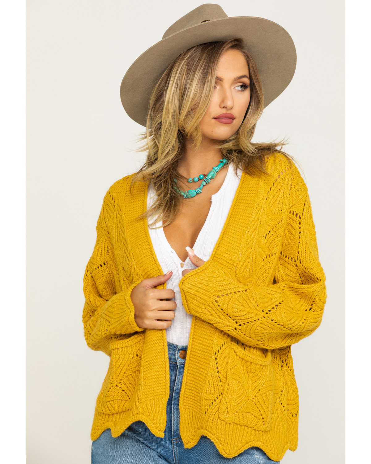 dark yellow cardigan