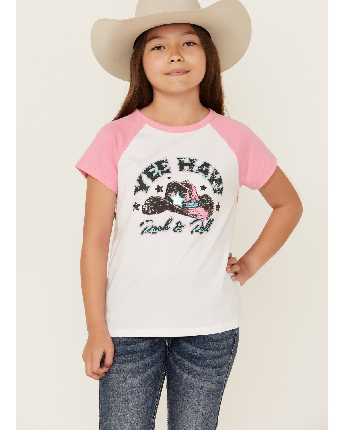 Rock & Roll Denim Girls' Yee Haw Short Sleeve Graphic Tee