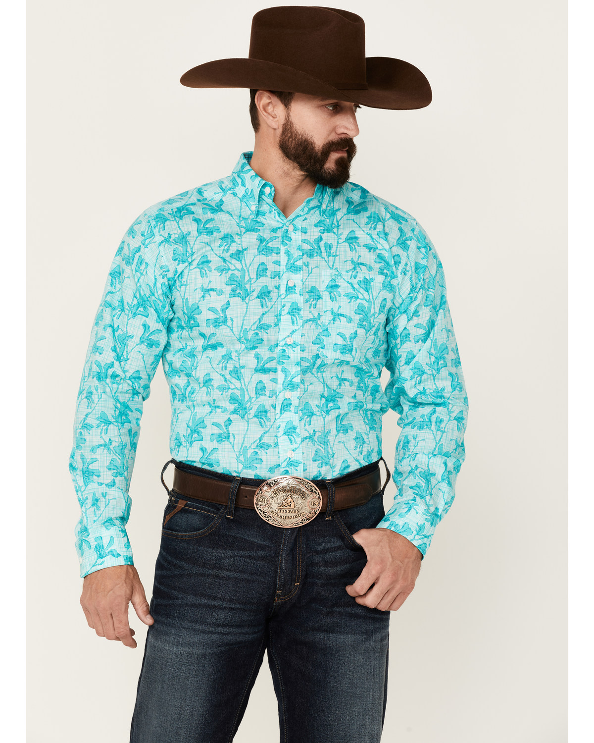 Ariat Men's WF Hassan Floral Print Long Sleeve Button Down Western Shirt