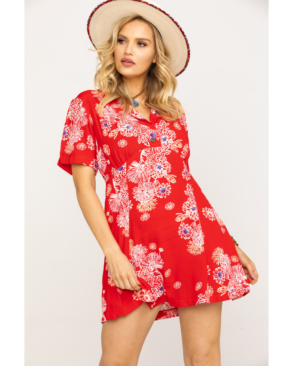 free people red mini dress