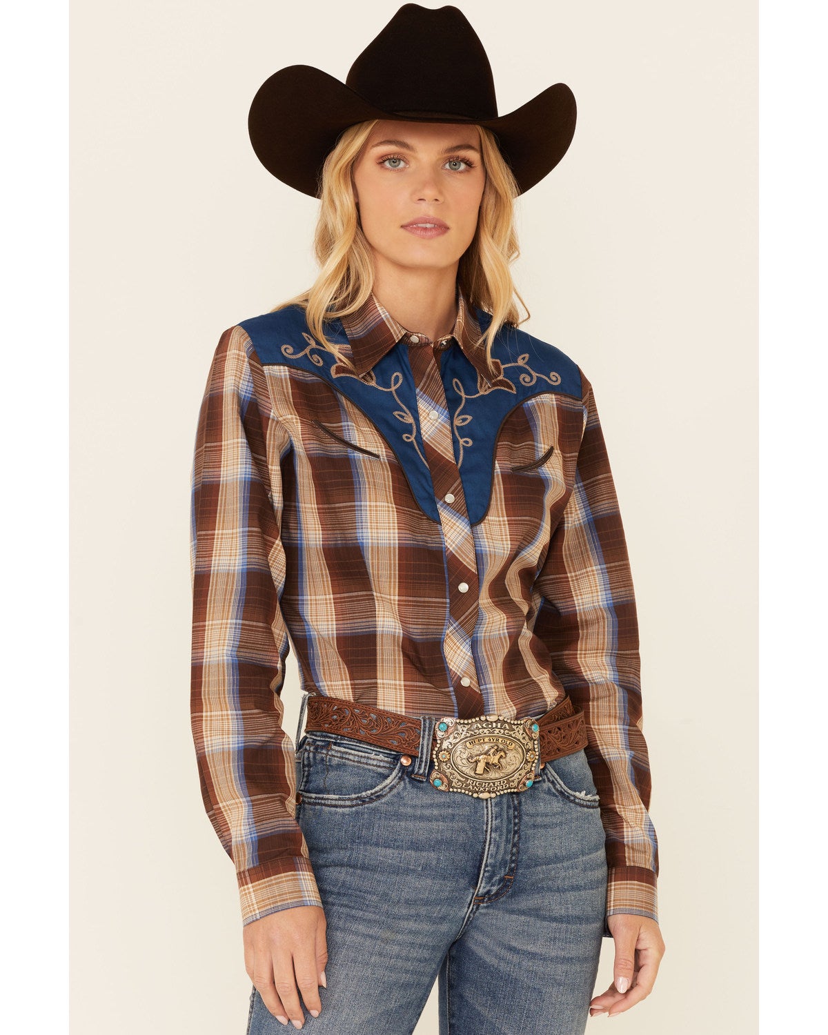 Brown Plaid Fancy Applique 