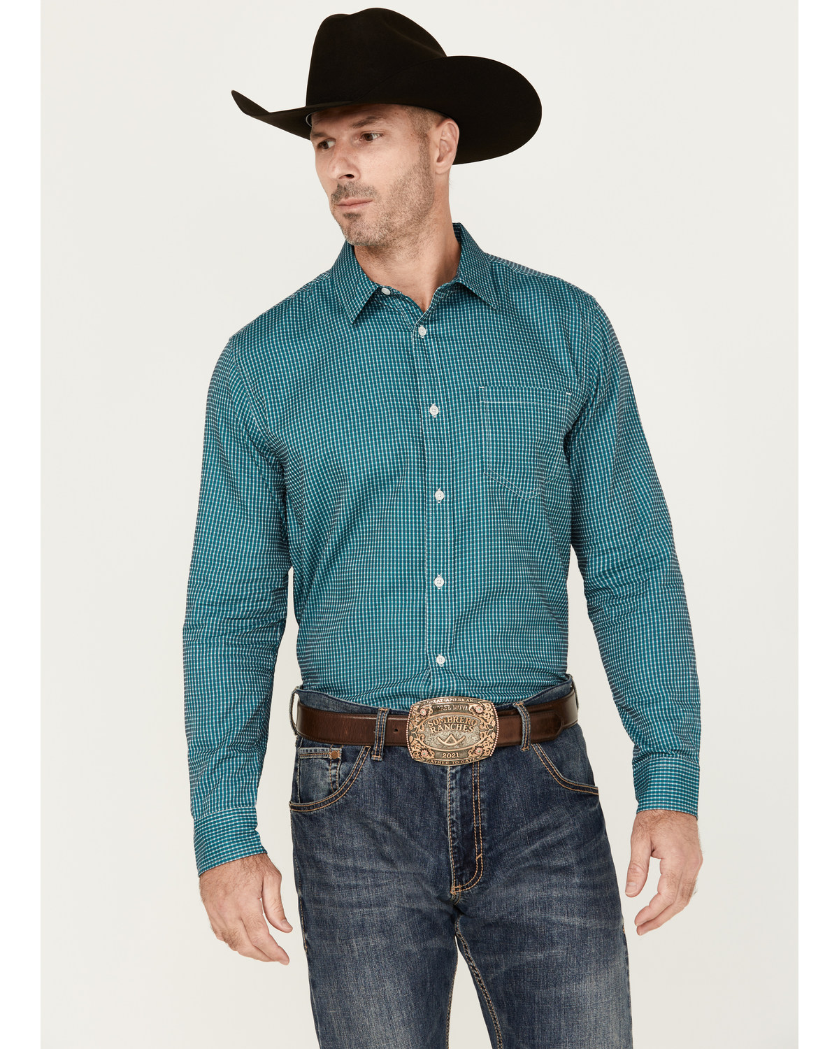 Gibson Trading Co Men's Checkered Print Long Sleeve Button-Down Western Shirt