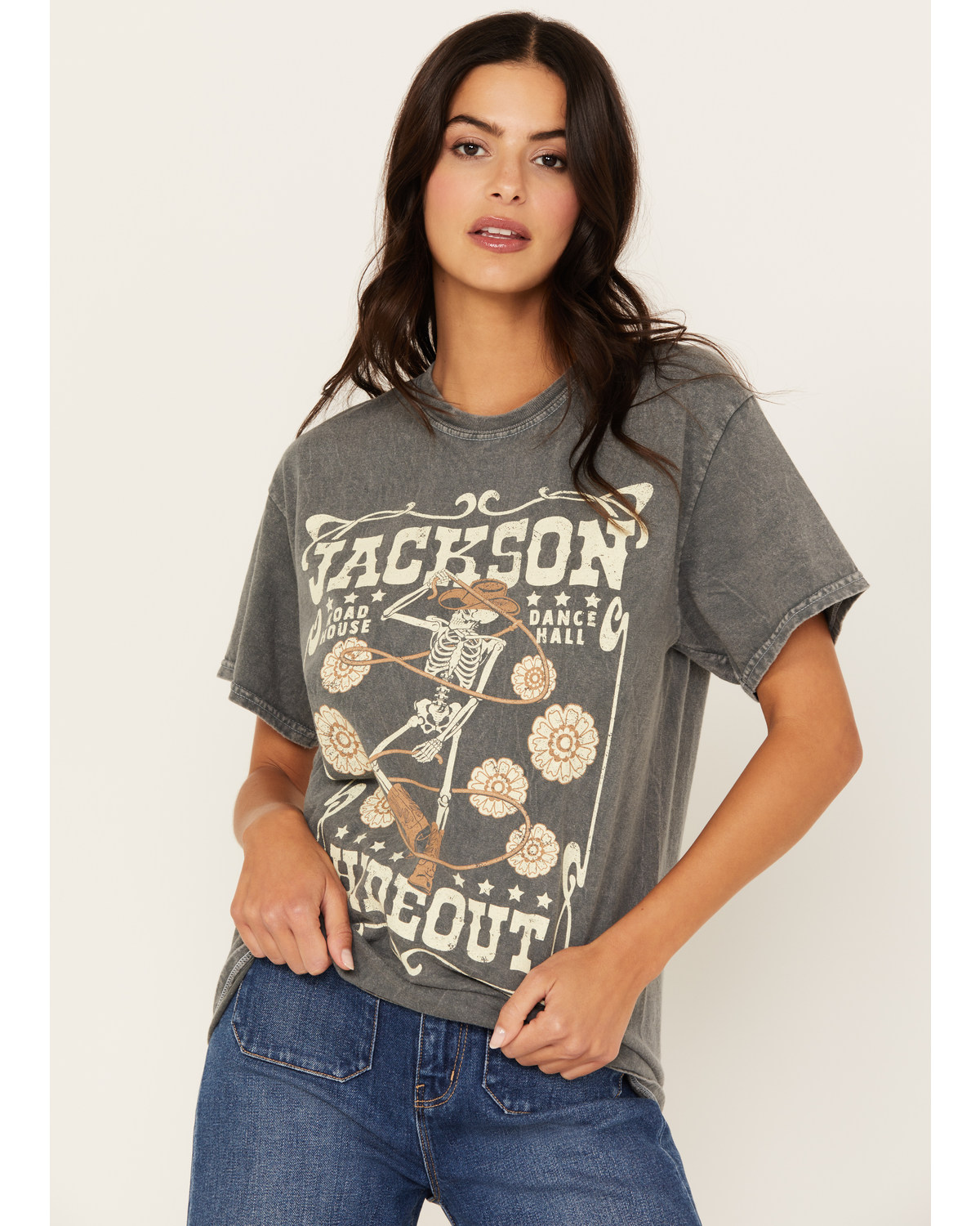 Youth Revolt Women's Jackson Hideout Skeleton Short Sleeve Graphic T-Shirt