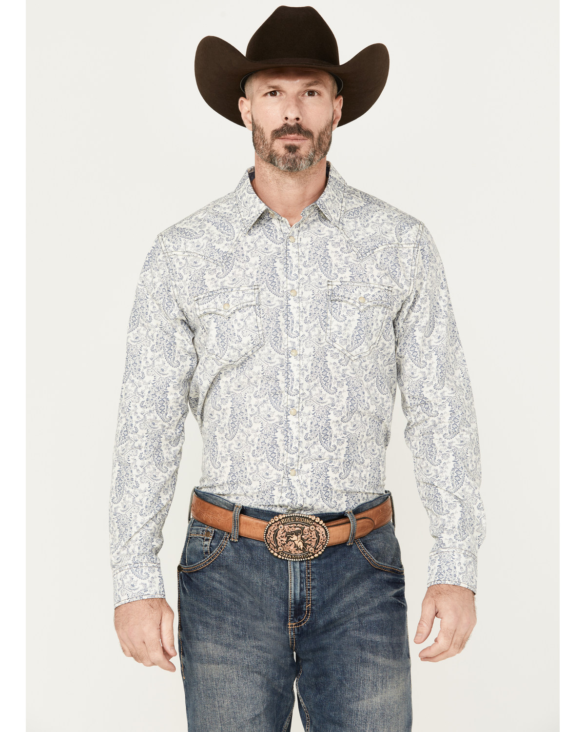 Cody James Men's Dagget Paisley Print Long Sleeve Snap Western Shirt