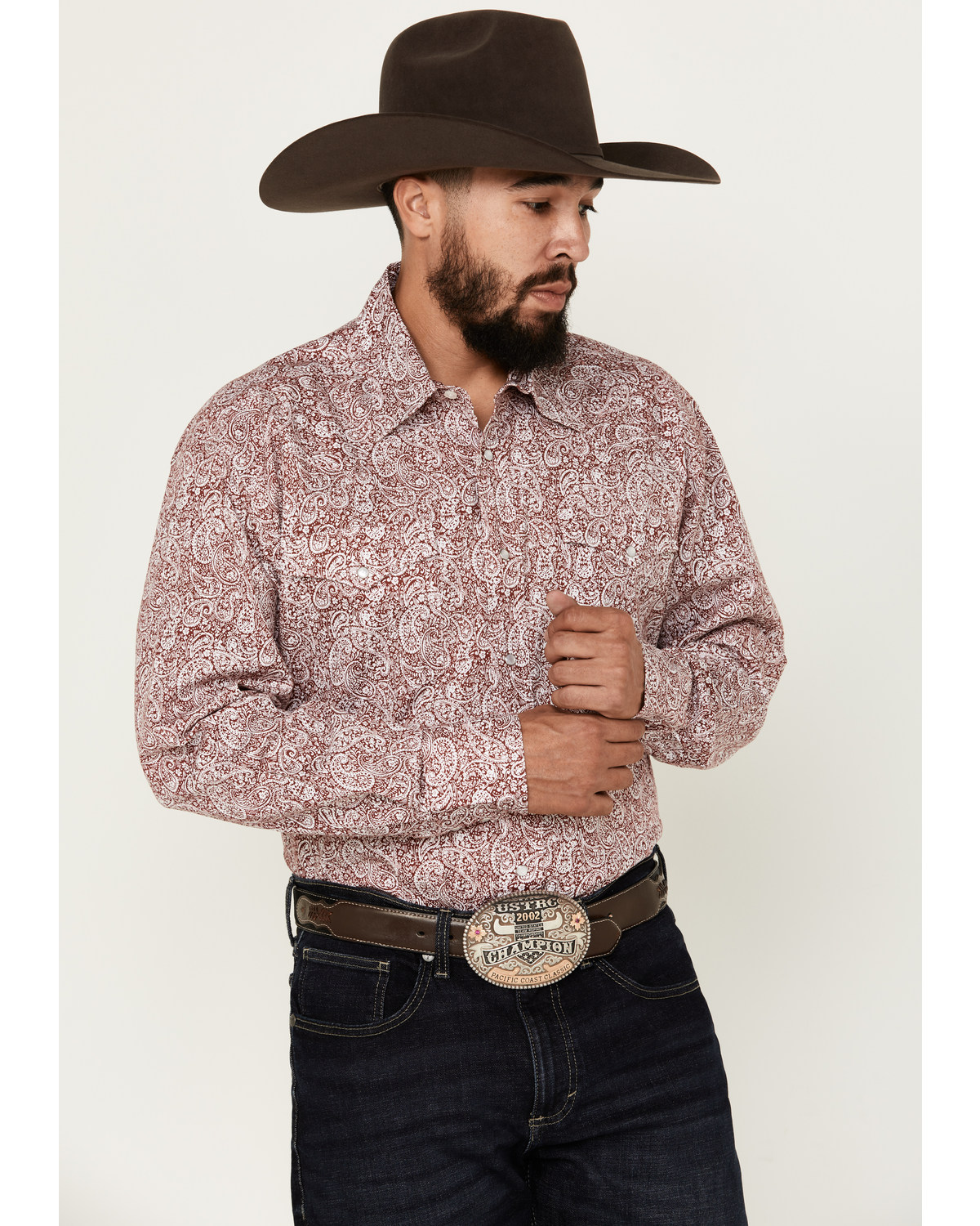 Roper Men's Amarillo Paisley Print Long Sleeve Pearl Snap Stretch Western Shirt