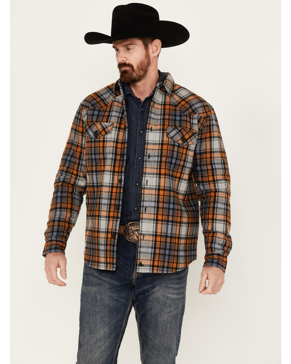 Cody James Men's Plaid Long Sleeve Button-Down Shirt Jacket