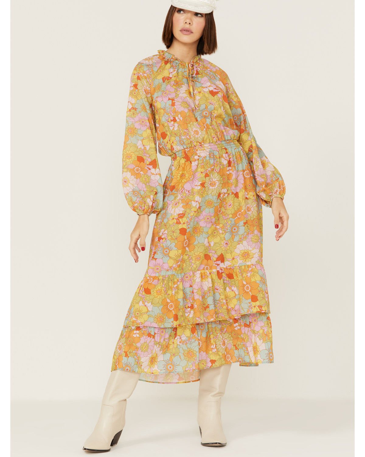 Show Me Your Mumu Women's Cait Midi Groovy Blooms Dress
