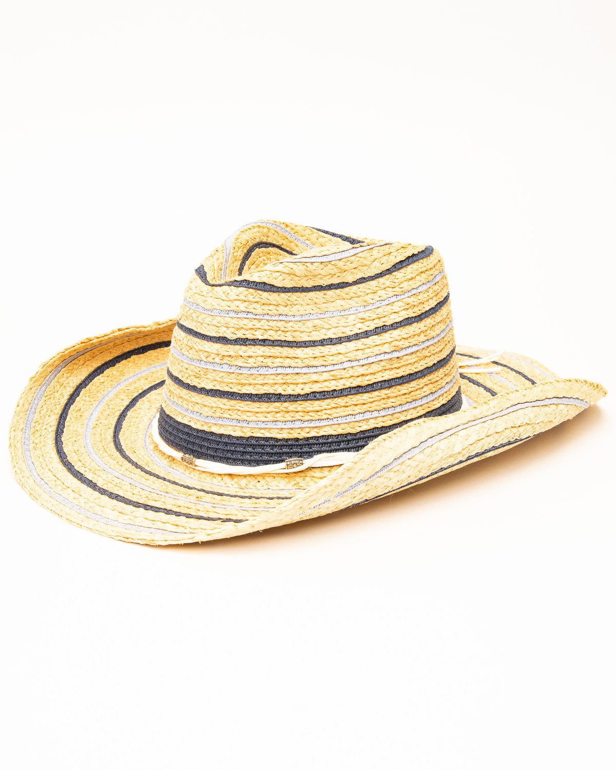 San Diego Hat Co Women S Blue Fabric Ringed Straw Hat Boot Barn