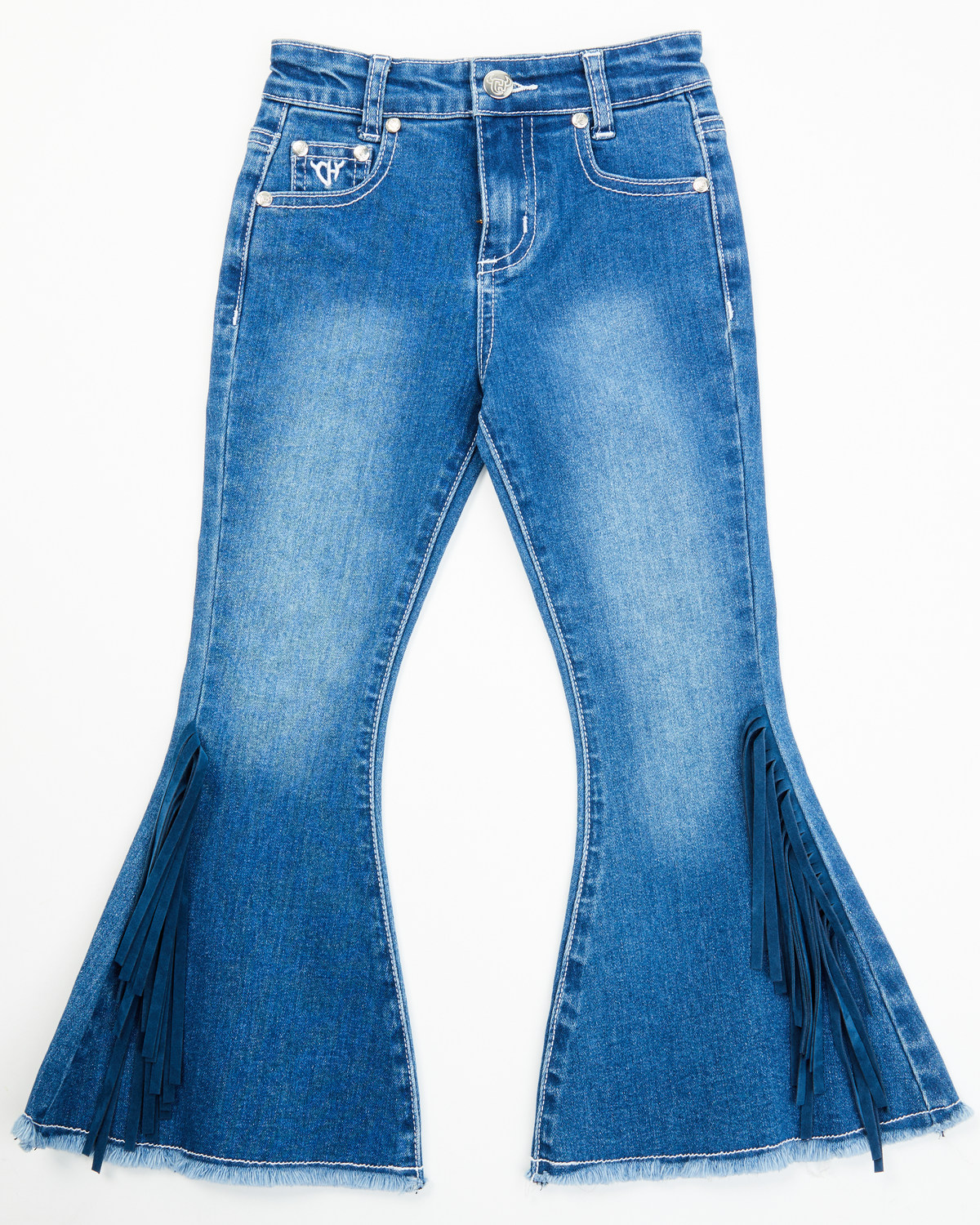 Cowgirl Hardware Toddler Girls' Fringe Bell Bottom Stretch Denim Jeans
