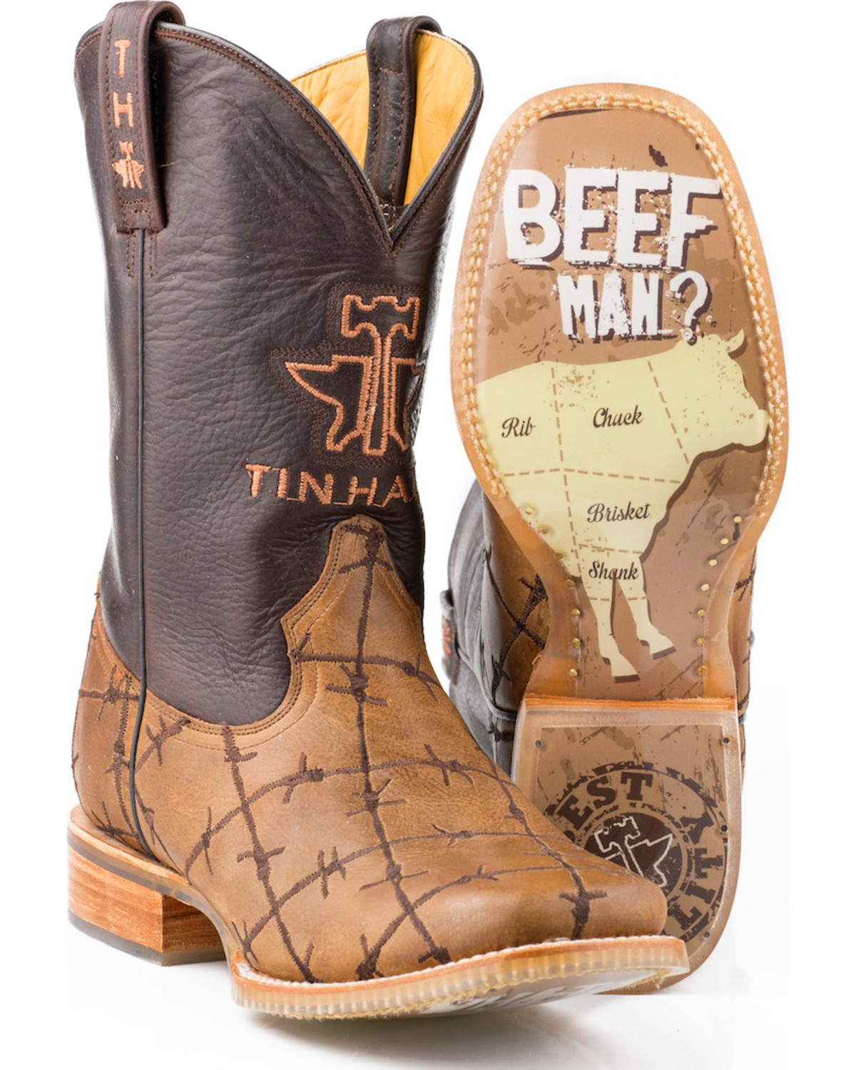 Tin Haul Men's Barbed Wire Butcher Shop Western Boots - Broad Square Toe
