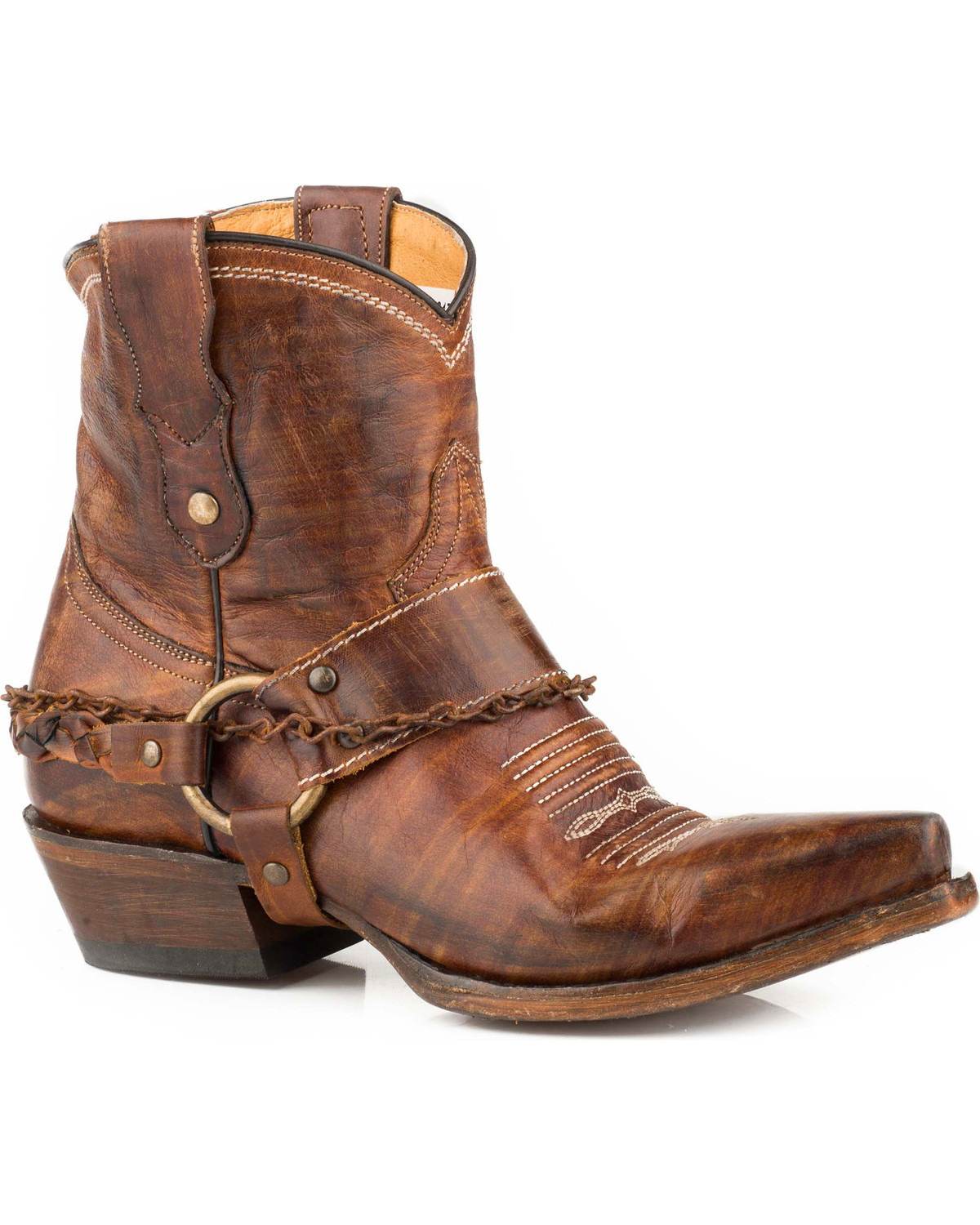 short flat brown leather boots