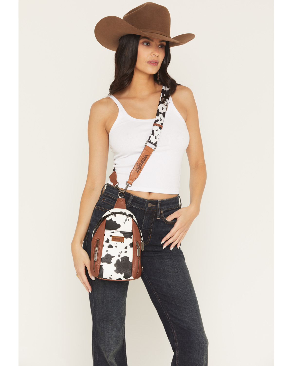 Wrangler Women's Boot Barn Exclusive Daisy Cow Print Sling Bag