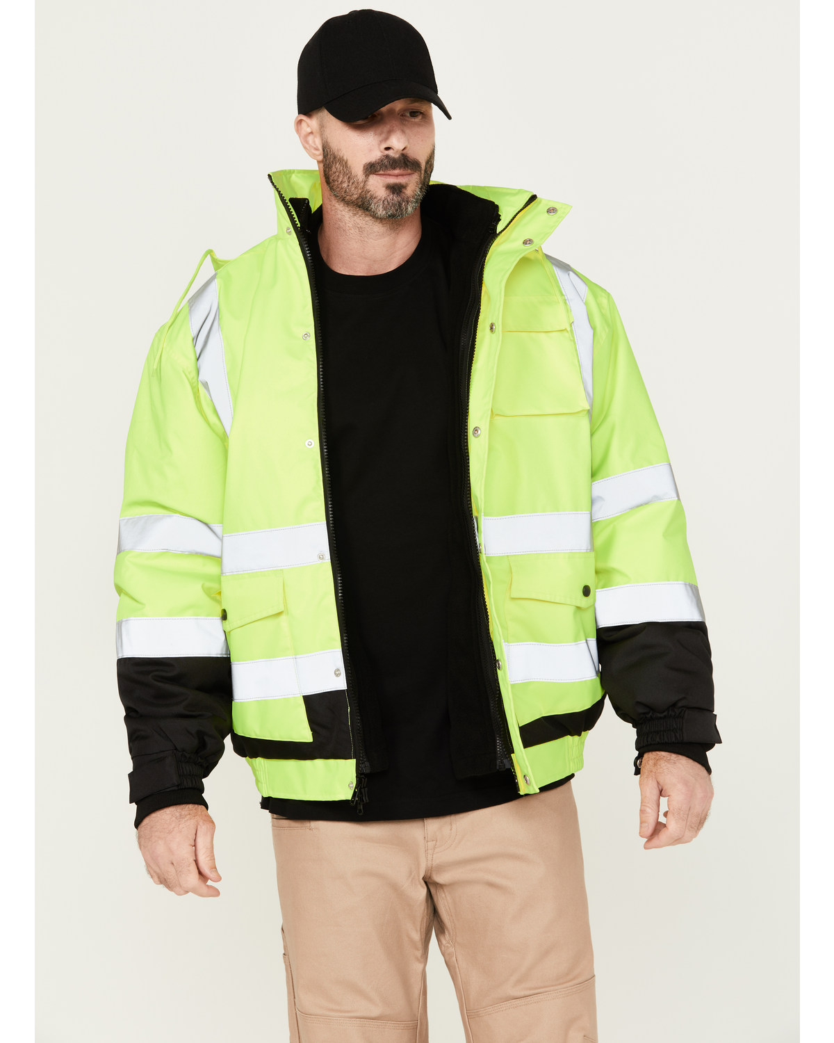 Hawx Men's 3-In-1 Bomber Hi-Vis Reflective Work Jacket