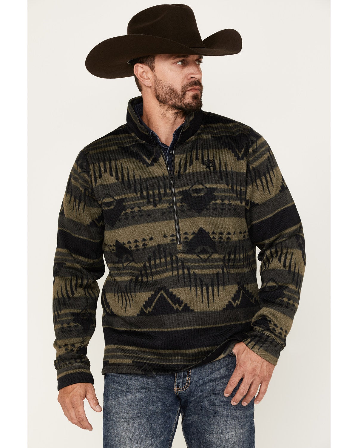 Cinch Men's Southwestern Print 1/2 Zip Sweater Knit Pullover