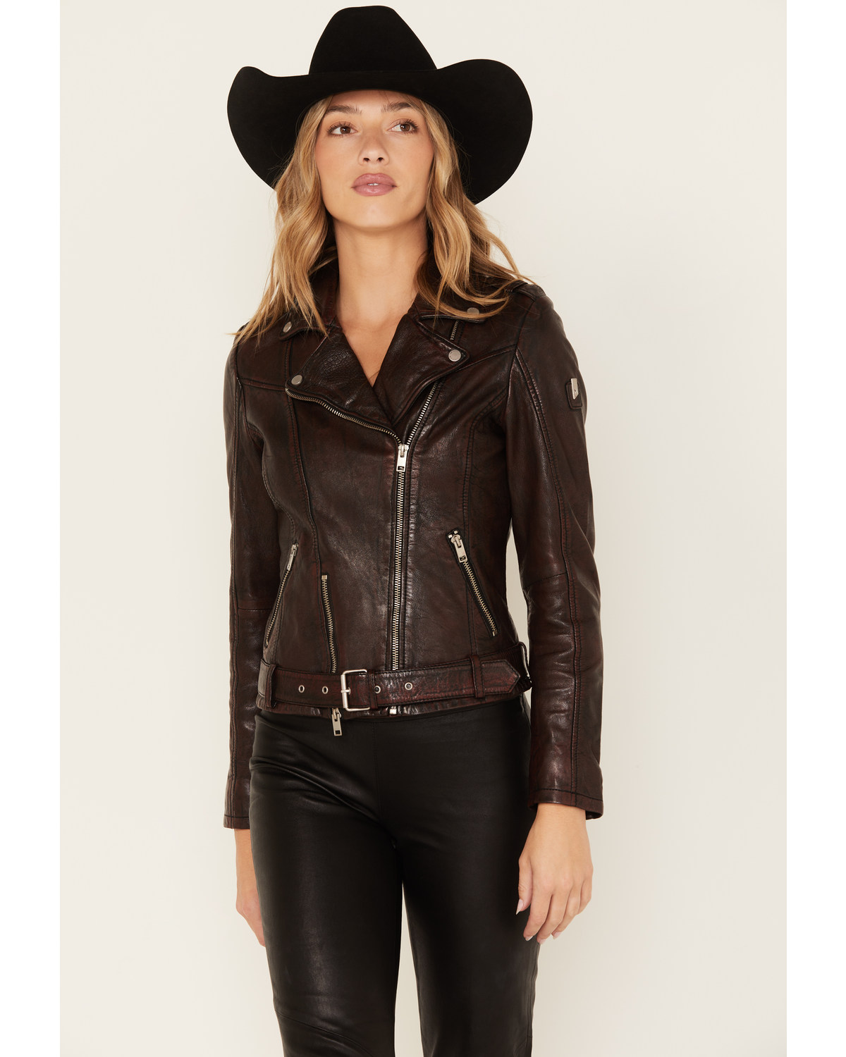 Mauritius Leather Women's Croc Collar Sydney Moto Jacket