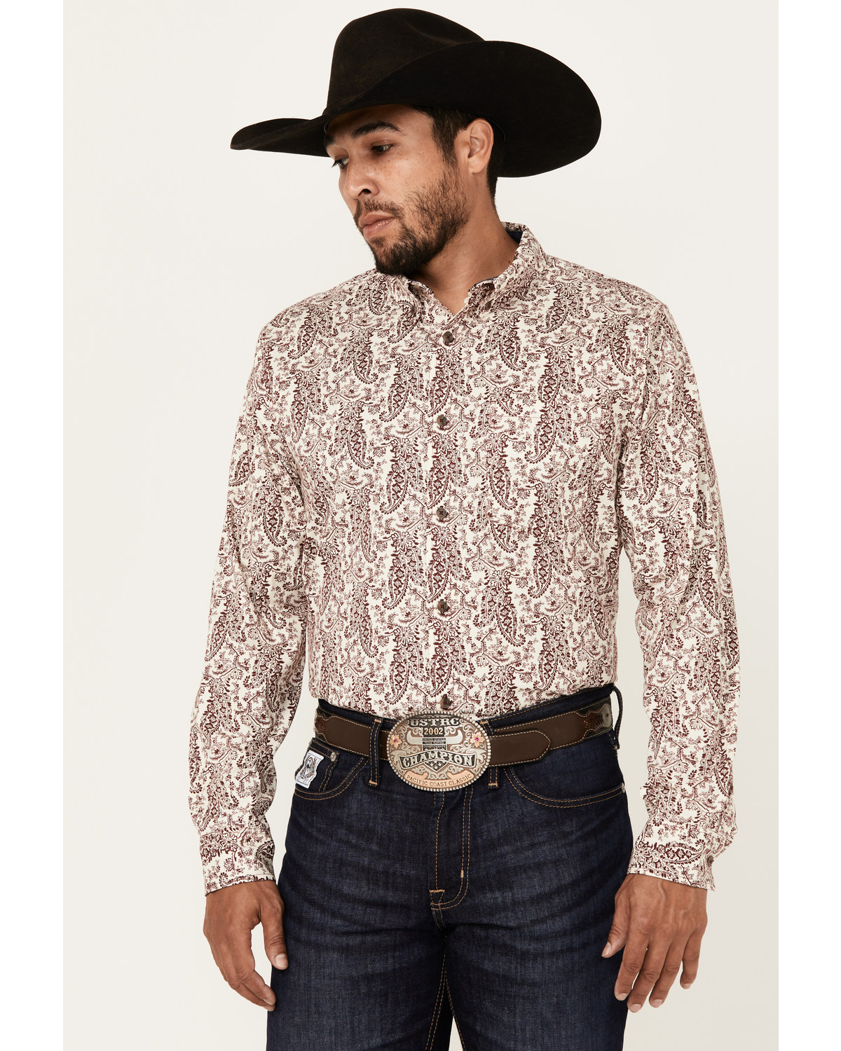 Cody James Men's Dagget 2.0 Paisley Print Long Sleeve Button-Down Stretch Western Shirt