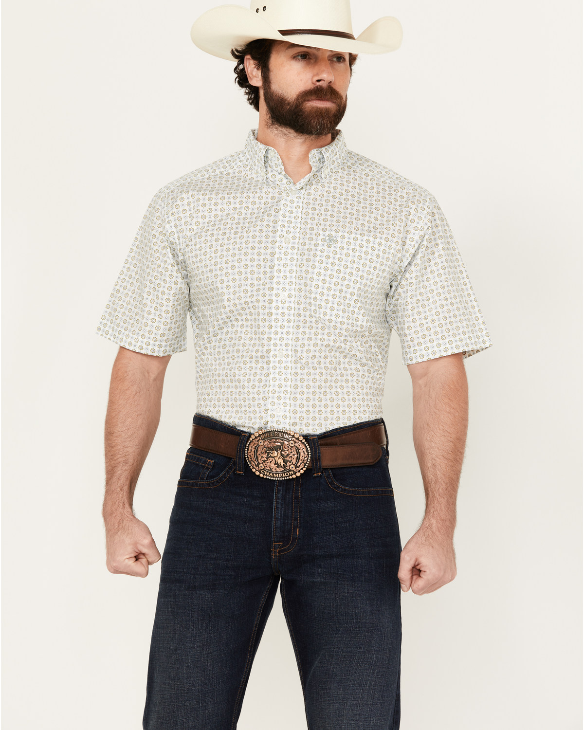 Ariat Men's Eduardo Geo Print Short Sleeve Button-Down Western Shirt
