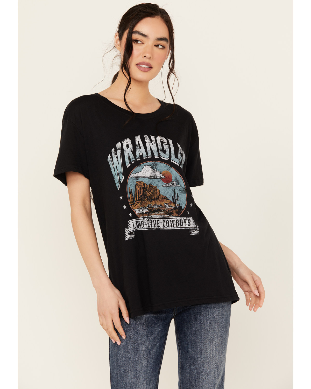 Wrangler Retro Women's Long Live Cowboys Short Sleeve Boyfriend Graphic Tee