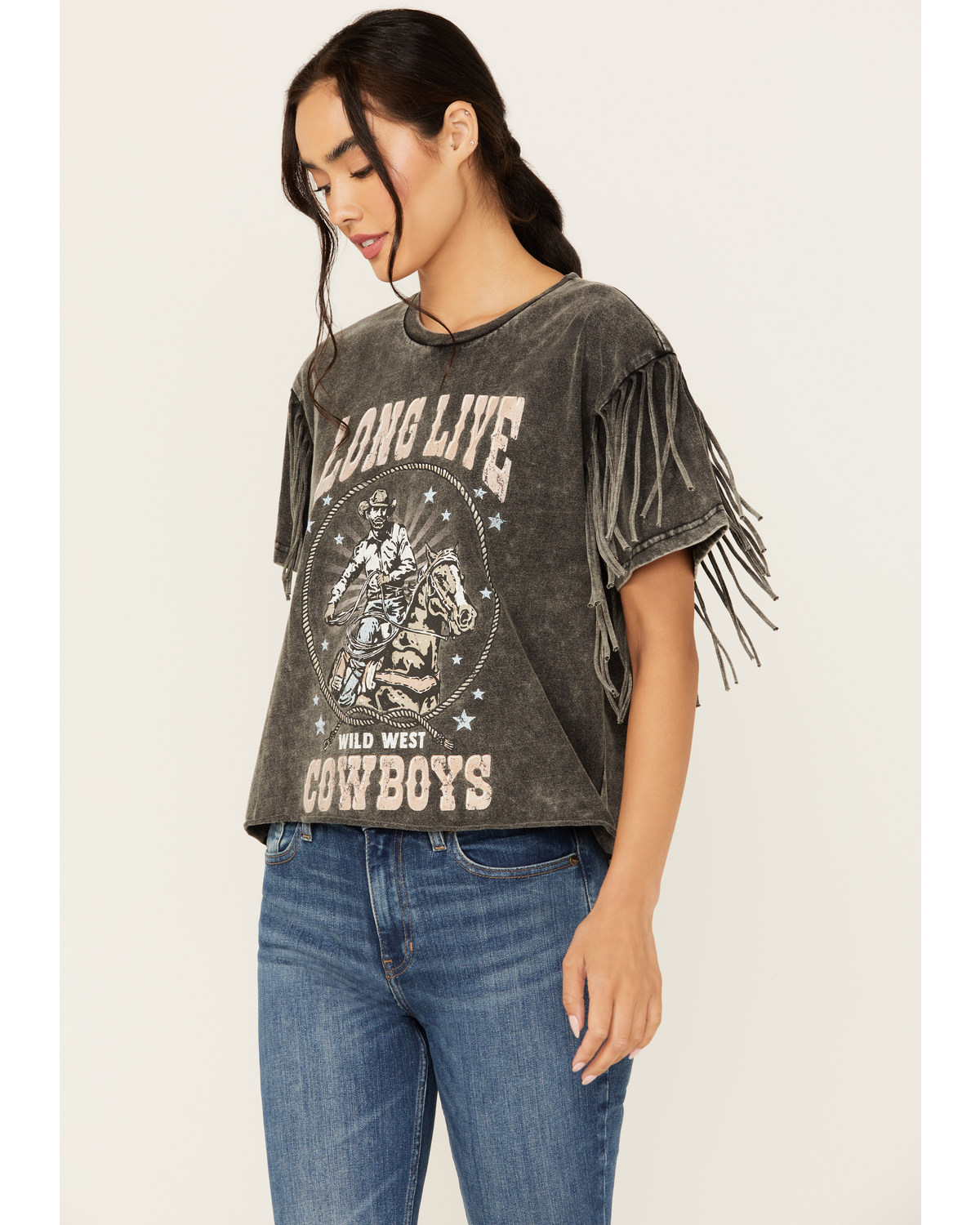 Youth Revolt Women's Fringe Long Live Cowboys Graphic Tee