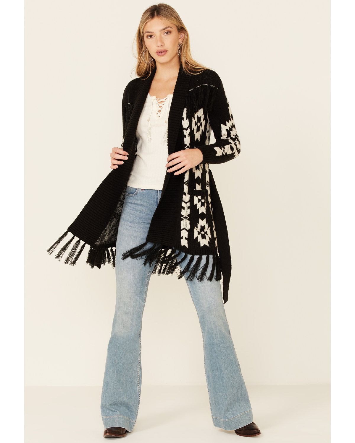 Aztec fringe cardigan clearance
