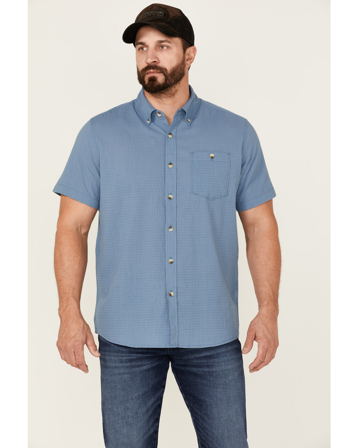 North River Men's Seersucker Short Sleeve Button Down Western Shirt