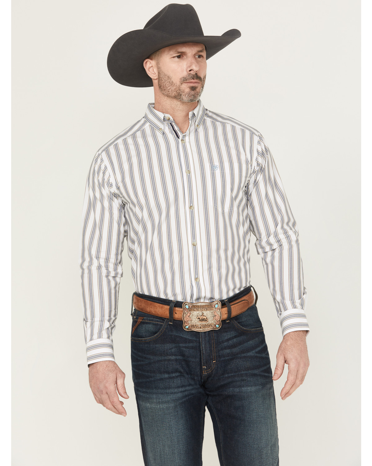 Ariat Men's Cohen Pro Series Striped Print Long Sleeve Button-Down Stretch Western Shirt
