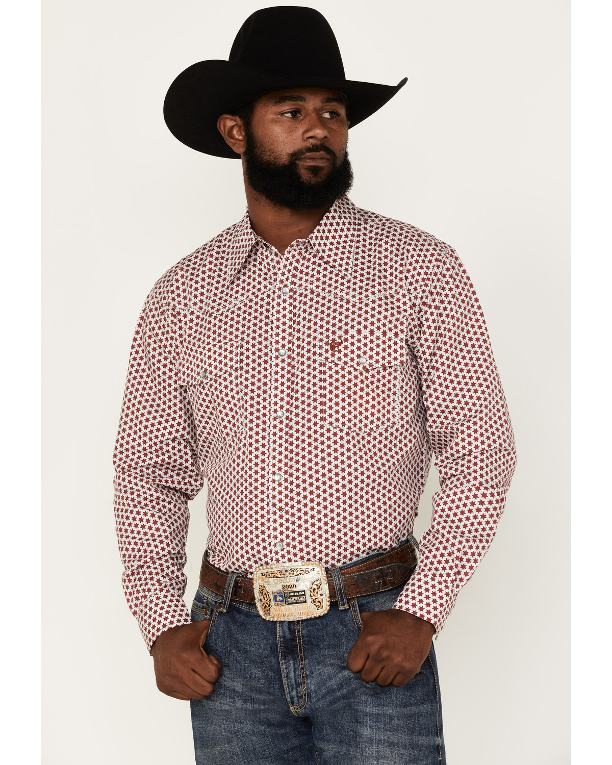 Cowboy Hardware Men s Six Star Print Long Sleeve Pearl Snap Western Shirt Boot Barn in Tustin CA The Market Place