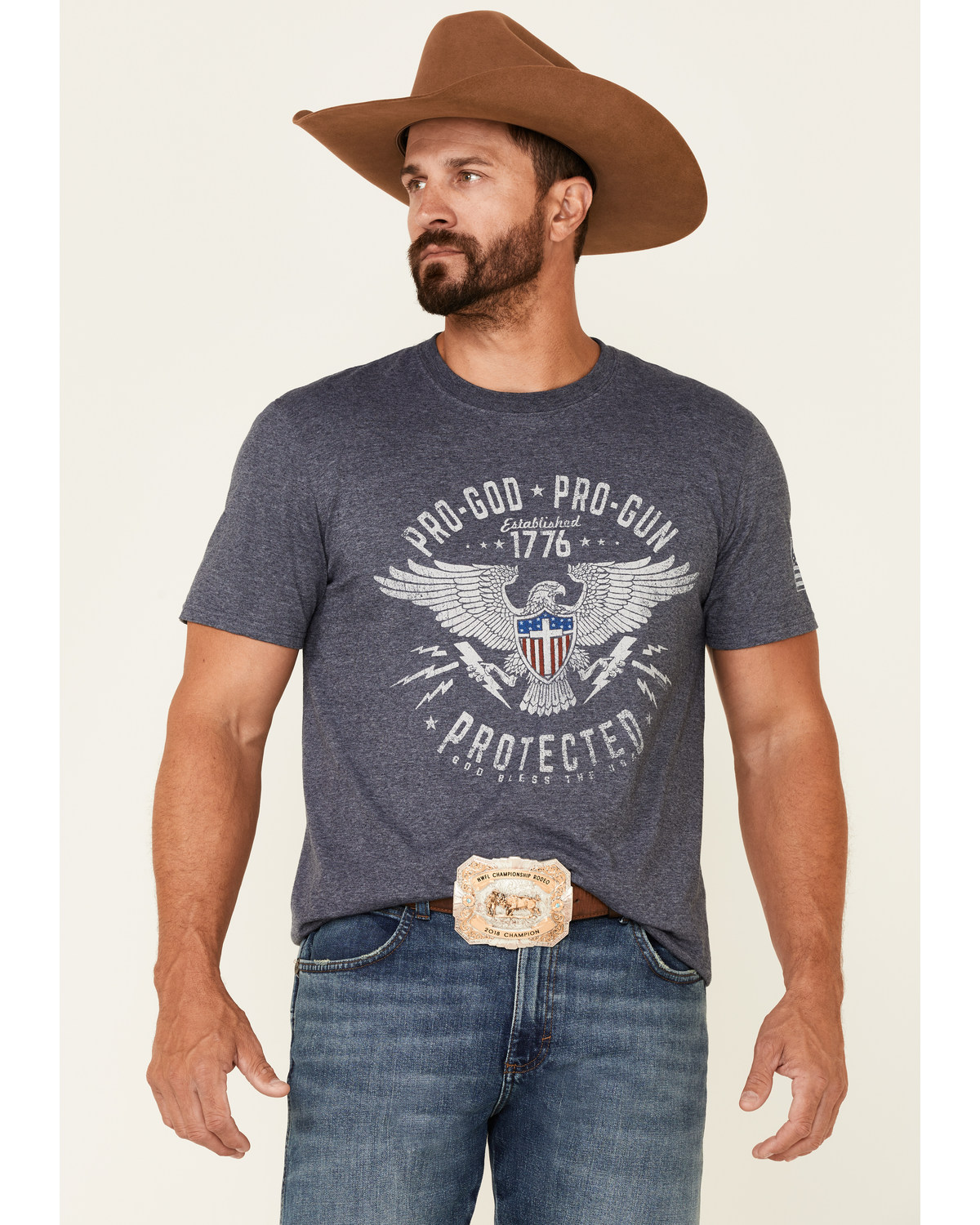 Buck Wear Men's Navy Protected Graphic Short Sleeve T-Shirt | Boot Barn