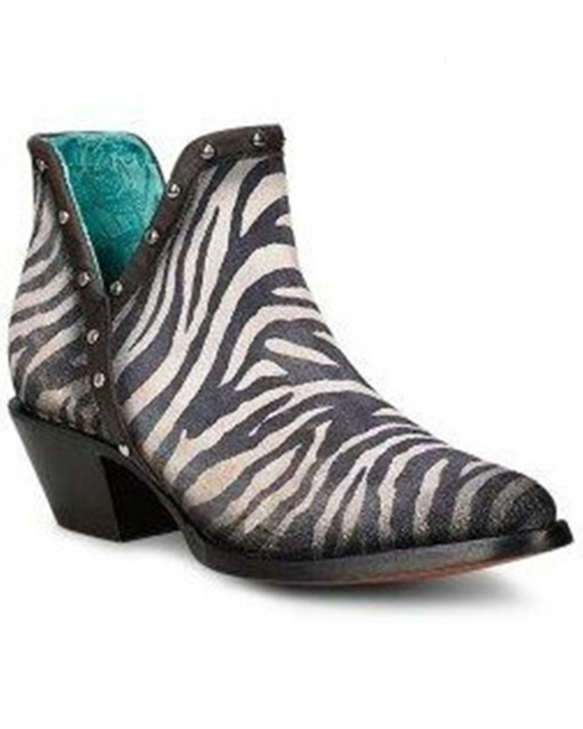 Corral Women's Zebra Print Studded Booties - Pointed Toe