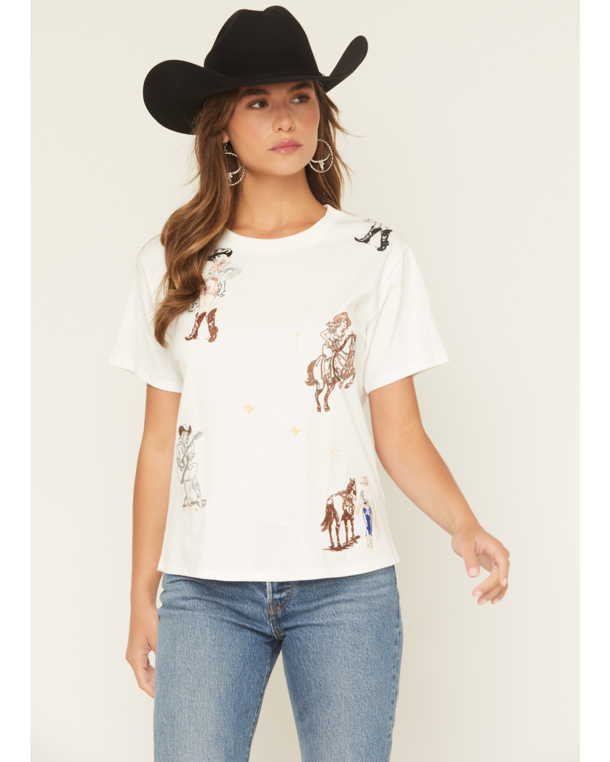 Blue B Women's Embroidered Conversation Short Sleeve Tee