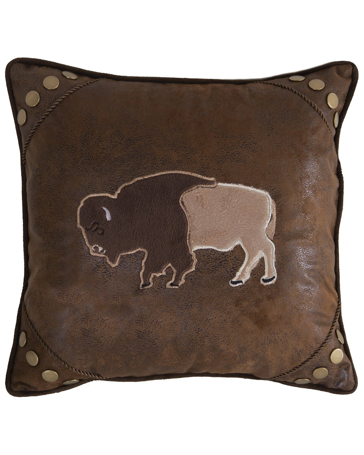 Carstens Home Wrangler Faux Leather Buffalo Throw Pillow