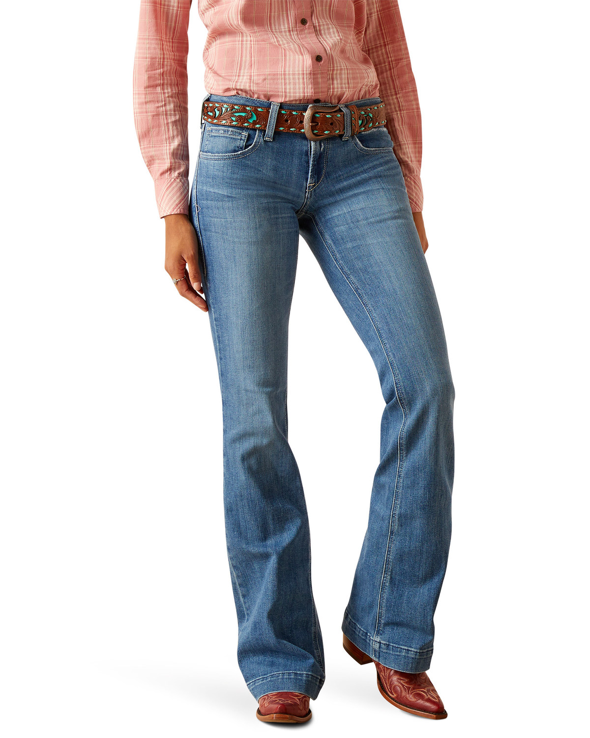 Ariat Women's Minnesota Medium Wash Mid Rise Leila Slim Stretch Trouser Jeans - Plus